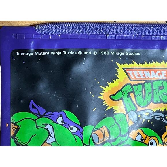 VINTAGE 1989 Teenage mutant ninja turtles purple zip pencil case. Soft. turtles - Picture 2 of 6